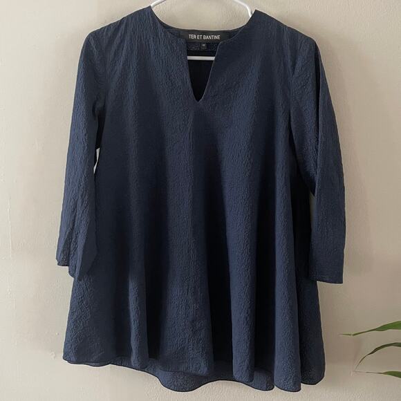 Ter Et Bantine Swing Top Womens 4 Blue Lagenlook Minimalist Casual Basic Simple - Picture 1 of 7